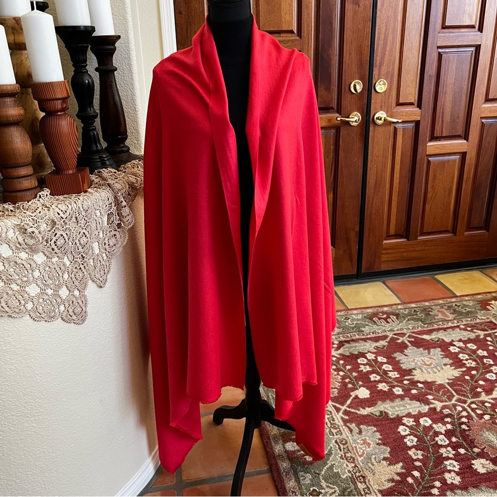 Chateau Robert Pashmina with silk Scarf/Wrap Handloomed in Nepal Red 86” X 38”